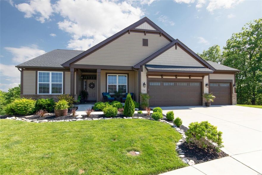 Gorgeous 3 year new Payne built ranch w/4 car garage & 2,800+ finished sqft, backing to sprawling woods! Spacious great room w/gas-burning fireplace & vaulted ceilings! Perfect place to snuggle up by the fire! Beautiful modern kitchen offers huge island, granite counter tops, tons of custom cabinetry, gas stove top, & SS appliances including double wall oven! Breakfast room walks out onto 13 x 10 deck, perfect spot to set up the grill. Separate dining room off kitchen, great spot for hosting family dinners! Expansive master suite features private sitting room, double sinks, water closet, spacious shower, & soaking tub. His/Hers huge walk-in closets. Second bedroom & full bath. Possible 3rd bedroom on main level, currently used as study. Main floor laundry. Central Vacuum. Lower level offers huge finished entertaining space, another bedroom & 3rd full bath! Insulated/drywalled garage w/workshop area. Yard packed w/dense tree line. Rock-laid fire pit, ideal for summer parties w/ friends!