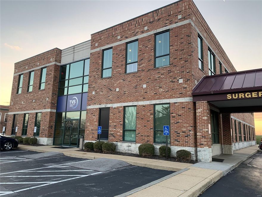 This 14,360 sf brick exterior, low maintenance office building is demised with floor plans for medical offices, professional services, and /or general offices & is available For Sale NOW at a 8.5% cap rate! This could be an ideal investment for the owner user with a 100% leased building that offers short term income until you're prepared to occupy. Local businesses thrive in this highly desirable area that offers quick & easy access to I-70 & Hwy 370. The two Tenants are TVS Supply Chain Solutions North America, Inc that occupies the 7180 sf upper level & approx. 1,483 sf of the 1st floor & the Lease expires 6/31/21. Novamed Surgery Center of St. Peters, LLC occupies the balance of 5697 sf of the main level and the current Lease expires 4/30/2022. Both Tenants are on Full Service Leases.
Price includes new roof prior to Closing. The Leases, 2019 Year End Financials, the YTD for 2020, & property tours are available to buyers that can provide a written financing prequalification letter. Some Accessible Features Location: Business Park, City, Corner Location, High Traffic, Other