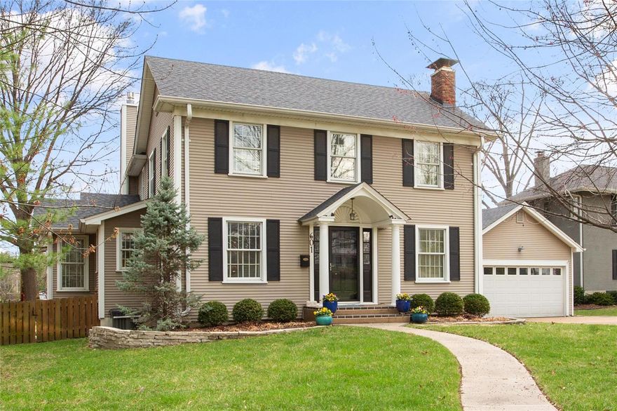 Situated in the highly desirable Mermod area of Kirkwood, 601 N Clay greets you with a lovely front porch. Step in to a light filled interior with warm wood floors, custom moldings and trim work, and open spaces to gather. The foyer opens to a spacious living room anchored by a fireplace and a cozy dining room. Down the hall is a den or office with French doors. Step into the bright family room with fireplace and feel at home. A breakfast room and updated kitchen with granite countertops, SS appliances, and custom cabinetry open to the family room. Steps away, a sunroom overlooks the wonderfully landscaped yard and patio. A half bath rounds out the main floor. Upstairs find an airy primary suite with vaulted ceiling, walk in closet, and spacious bath. Two additional bedrooms and hall bath complete the 2nd floor. Downstairs is a large family room with full bath and bedroom. This is your opportunity to live in the Kirkwood School District and within walking distance of the downtown area. Additional Rooms: Sun Room
