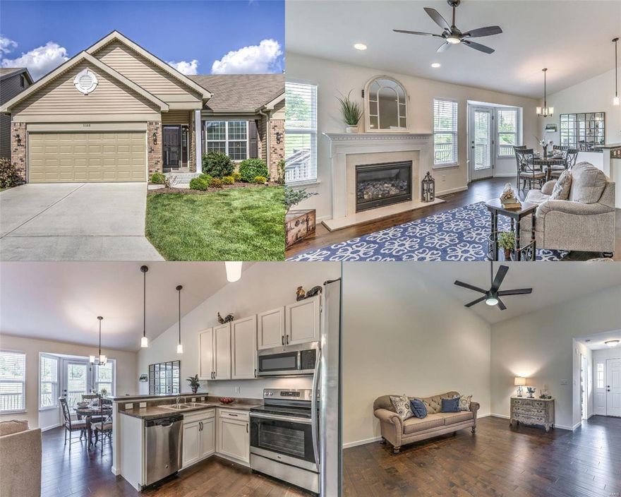 ALMOST NEW VILLA loaded w/so many upgrades? OPEN floor plan adorned w/engineered hardwood floors in all the living areas! VAULTED Kitchen features 42" creamy white cabinets, oil-rubbed bronzed hardware, & lighting (throughout home) plus Stainless Steel GE Appliances, accentuating plant shelf, large walk-in pantry, breakfast bar & dining area w/3 pane bay window! VAULTED GREAT ROOM w/GAS FIREPLACE w/marble surround & recessed lighting! FULL Hall bath features adult height vanity & oblong toilet! VAULTED LIVING RM could also be a formal dining room, home office or sleeping area for guests! VAUTLED MASTER SUITE features 2 oversized closets, upgraded bathroom w/adult height, double bowl vanity, oblong toilet, shower w/seat & oil rubbed bronze trim & linen closet! MAIN FLOOR LAUNDRY RM, 2nd bdrm being utilized as an office. 2 CAR GARAGE! Outdoor enjoy 16x13 maintenance free deck & manicured landscaping..Blinds, Garage door opener & storm doors have been added too! Duplicate list#21029509