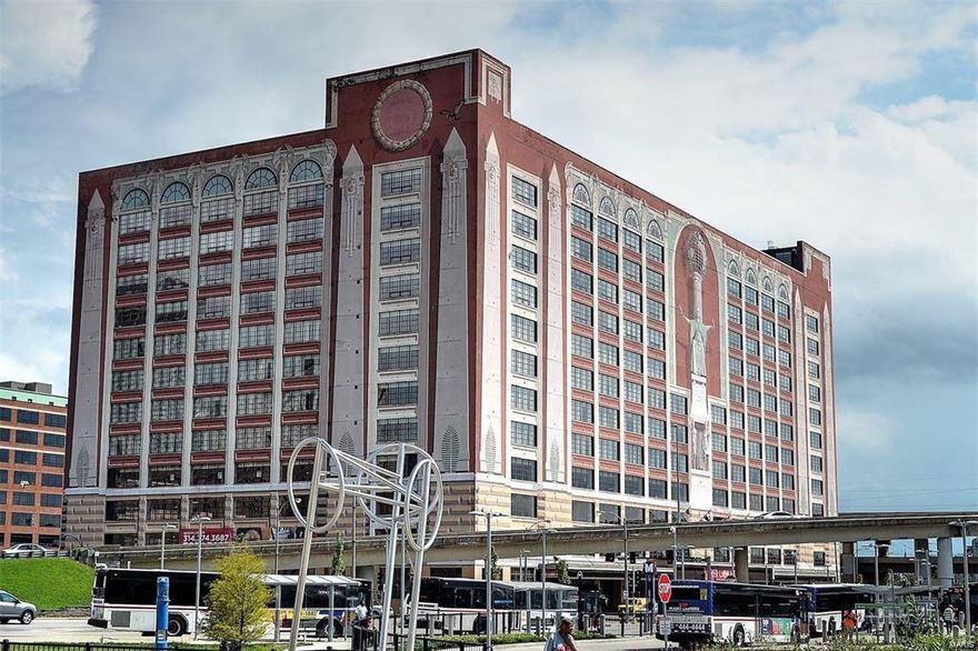 Rare opportunity to rent in the infamous Edison building! Boasting an open floor plan with over 1,500sqft and a wall of windows showing off the beautiful 12th floor city views. Living room complete with gas fireplace, built-in bookcases and hardwood floors. Kitchen designed with the cook/entertainer in mind, featuring a center island with room for bar seating, granite counter-tops, stainless appliances, double ovens & gas range stove top. Primary bedroom features include a massive full bath complete with oversized-circle tub, separate shower, double vanity, walk-in closet and built in organizers. Generously sized second bedroom with spacious closet and a fresh coat of modern grey paint. Top notch building amenities include: modern fitness facility with beautiful views of the Arch and Busch Stadium, an Olympic-sized indoor pool & relaxing outdoor terrace overlooking the city. 1 assigned garage space included. Water, sewer, trash & gas utilities all included! Pet friendly! Location: City, Downtown