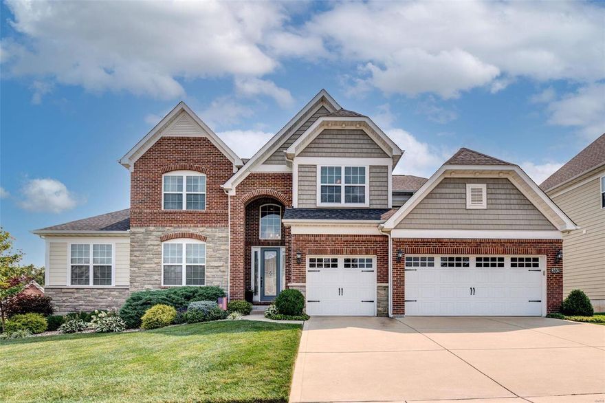 Stunning 1.5 story home features a lovely open spacious floorplan & extensive upgrades. Soaring ceilings, rich wood flooring, abundant custom millwork & plantation shutters are just a few delights to behold. The Great Room displays gleaming floor-to-ceiling windows & a see-thru stone fireplace. Enjoy the gathering room/Dining Room & the huge gourmet kitchen presenting custom cabinetry, granite counters & center island, all adjoined by the hearth & BR rooms. Exceptional master suite w/sitting room, California designed w/i closet & luxury bath. Large main floor laundry & utility room offers storage locker, planning area, 1/2 bath & closets galore. Expansive upper level showcases 3 beds, all w/i closet, 1 ensuite & 1 Jack & Jill bath + office/playroom & loft area. Huge LL rec room, 5th bed, w/i closet & full bath walkout to a great level fenced yard & patio. Another highlight is the 3-car finished garage. Convenient Chesterfield location.