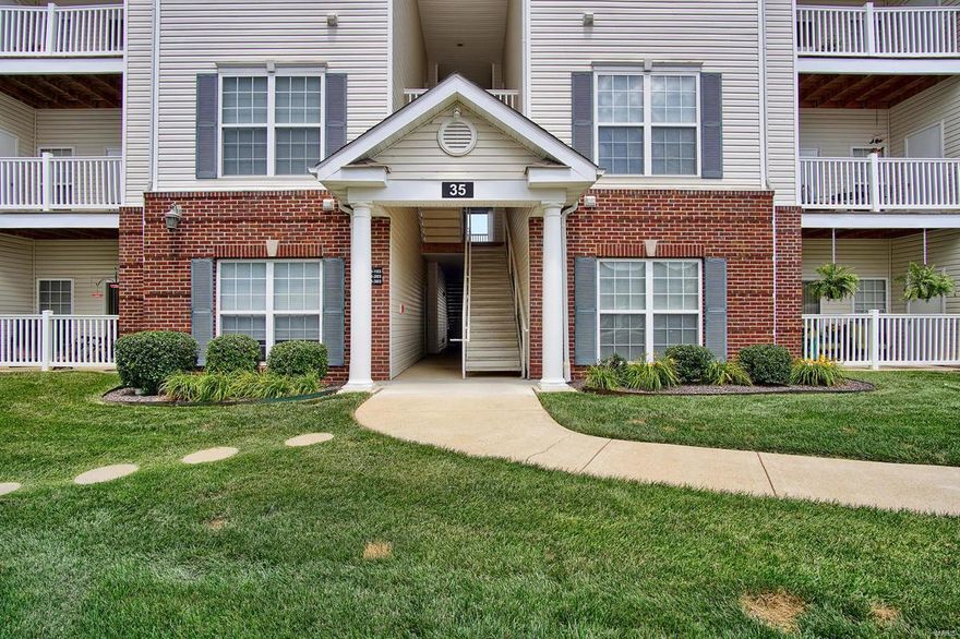 AWESOME & OPEN 3rd level unit with soaring vault in the kitchen and living rooms! You will LOVE the 9FT CEILINGS and ARCHED doorways! This 2 bedroom 2 full bath condo is perfect for a CAREFREE lifestyle!  Enjoy privacy in your master bedroom suite and large walk in closet!  The 2nd bedroom has lots of natural light and a walk in closet as well! The living room and kitchen have been FRESHLY PAINTED! You will love the private, covered deck with storage closet.  The in unit laundry is perfect for your busy schedule!  The desired Bridgewater Cove Community is loaded with amenities including a POOL, fitness center, CLUB HOUSE and dog park!  The location is PERFECT!  It's close to shopping, restaurants and highways 270 and 55!  There is 1 covered parking space that comes with the unit! Schedule your appointment today!