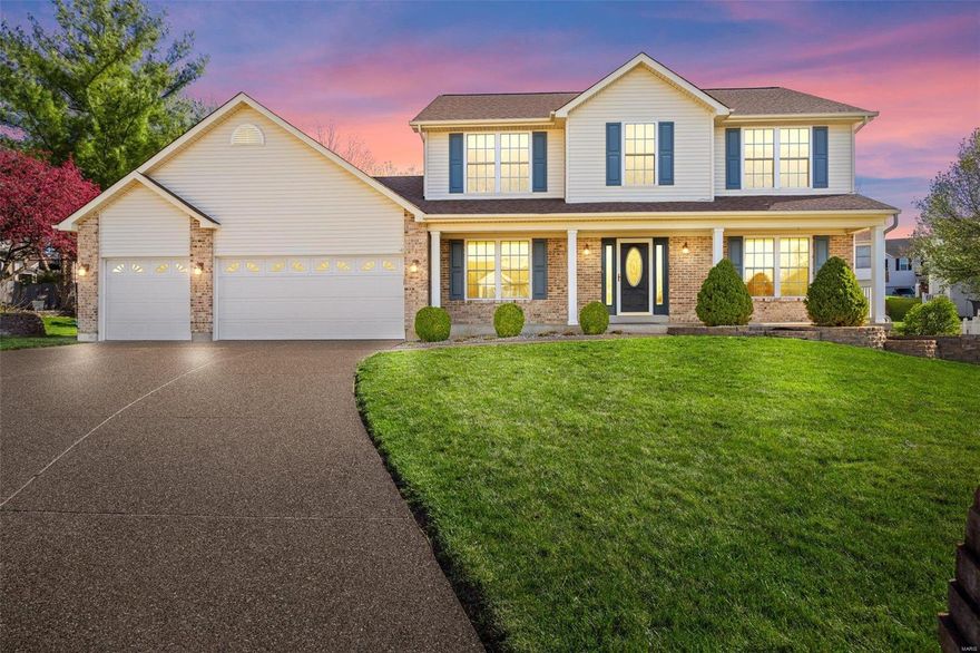 Experience the charm of this impeccable 4BR, 3.5BA 2-story home situated on a family friendly cul-de-sac. From the moment you arrive, its curb appeal is undeniable – boasting an oversized 3-car garage, meticulously landscaped yard, and an expansive covered porch. Step inside to discover refined elegance of hand-scraped hardwood floors guiding you through the space. Effortlessly entertain in updated kitchen, seamlessly flowing into the breakfast area and great room graced WB fireplace and bay windows. Upstairs find 4 generously proportioned bedrooms, including a master suite w/ luxuriously renovated bath. Finished lower level offers family/rec area, wet bar, possible extra sleeping area and full bath.  Due to an unforeseen dream-job opportunity, current homeowners are relocating but have ensured home has been well cared for and meticulously maintained.  Radon mitigation sys installed 2023.  Arrange your viewing today and seize the opportunity to make this exceptional residence your own.