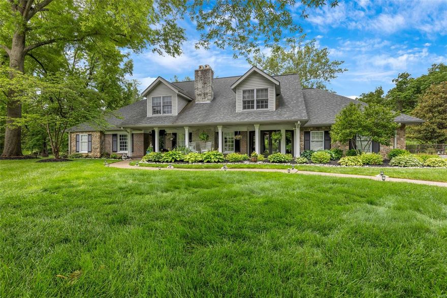 Nestled in an exclusive culdesac, this picturesque 4 bedroom, 4.5 bathroom residence exudes elegance around every turn. Rich wood floors in the foyer lead you to a refined living room. Formal dining features built-ins and doors leading to the inviting front porch. Gourmet kitchen boasts custom cabinetry, granite counters and SS appliances - ideal for culinary enthusiasts. Butlers pantry offers abundant storage, perfect for seamless entertaining. Vaulted family room, illuminated by skylights, includes a stone fireplace and adjoins the breakfast area. Retreat to the expansive primary suite, complete with luxury ensuite bath, ample closets and see through fireplace to the cozy study. Upstairs presents a bonus space, 3 spacious bedrooms, each with window seats and WI closets, and 2 full baths. The lower level includes a large rec area and full bath. Step outside, your private oasis awaits: stunning saltwater pool tucked beautifully on a lush acre lot - all in a prime West County location Additional Rooms: Mud Room