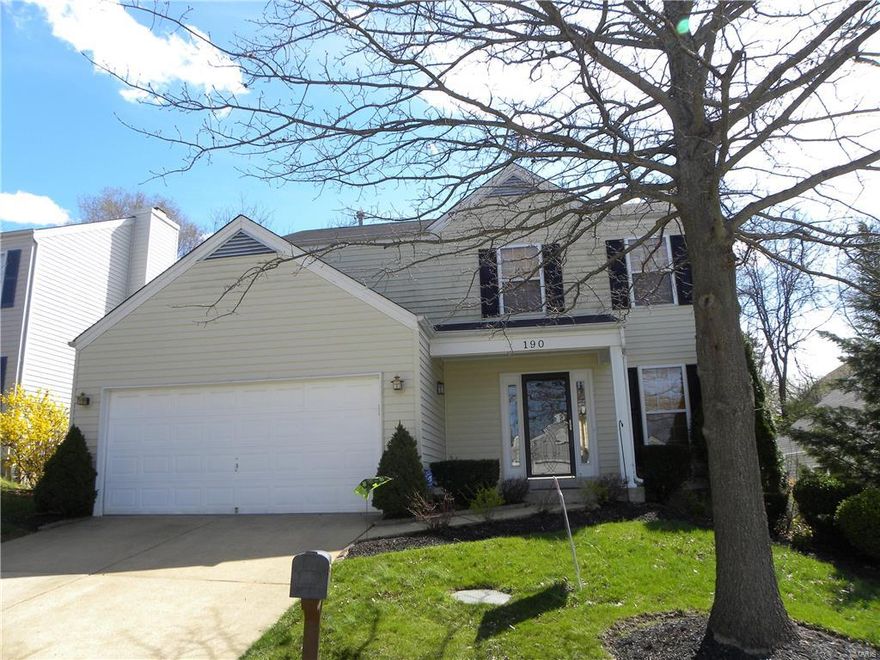 Great location in  West St Louis County.   Just down the road from Castlewood State Park.  3 Bedrooms, 3.5 baths, 2 car garage, finished LL with recreation room!  You will love the wood floors AND the open floor plan on the first floor.  When it's cold snuggle up to the fireplace in great room.  Stainless steel appliances in the kitchen.   Great views of the backyard  from the kitchen, breakfast/dining area, and the great room.  Enjoy summertime BBQs on the oversize 2 level deck which overlooks the yard and a one of a kind water feature in the backyard (waterfall and small fish pond).    Main floor laundry.  One year home warranty!  Stainless steel appliances in the kitchen.   Subdivision Pool.  Award winning Parkway Schools!