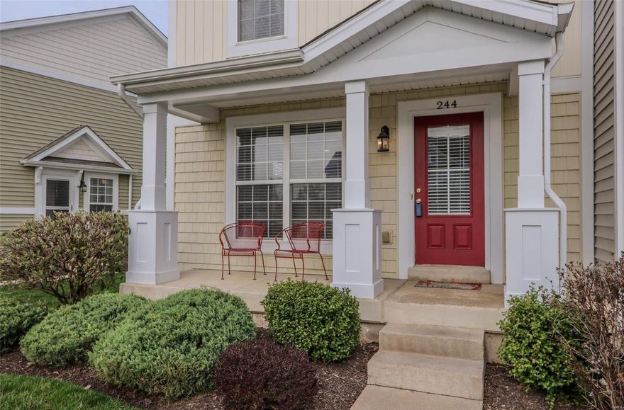 Prepare to fall in love with this gorgeous 3 bed townhome in the sought after Countryshire community. Wave to your neighbors from the covered front porch! Inside you'll be greeted with hardwood flooring throughout the spacious living and dining room. Enjoy the open flow from living to kitchen. Tall upgraded cabinetry allows ample storage and the bar top is perfect for serving food or drinks. Next to the half bath is access to the unfinished lower level with roughed in plumbing and egress window. Upstairs features include a multi use loft, master bedroom with walk in closet and full bath, laundry room, two additional beds, plus second full bath. Never mow again! Most exterior maintenance is included in the $135 monthly fee. The low $375 yearly fee includes access to tennis / basketball courts, pool, walking trails, playgrounds and more. Best yet, there is a small community playground behind this home. Countryshire is a wonderful community for any age and this home is perfect for you!