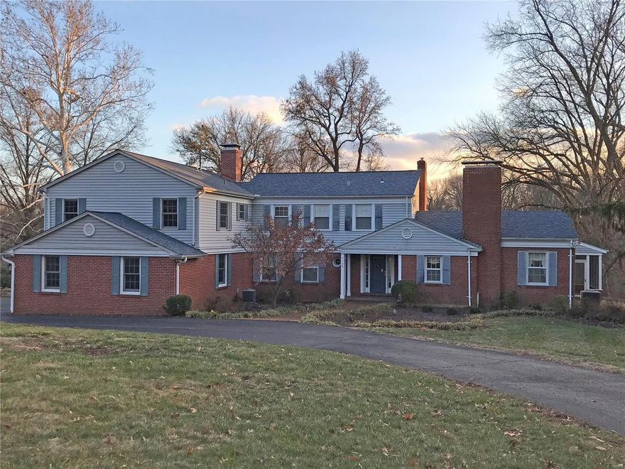 Extraordinary opportunity to either rehab this well-maintained home with today's amenities and to your liking OR build what you desire. This 2 acres is adaptable to an addition or most any plan you would choose. Surrounded by multi-million dollar properties and very near Old Warson C.C. make this opportunity a "no brainer". Many mature trees and very private. Additional Rooms: Sun Room