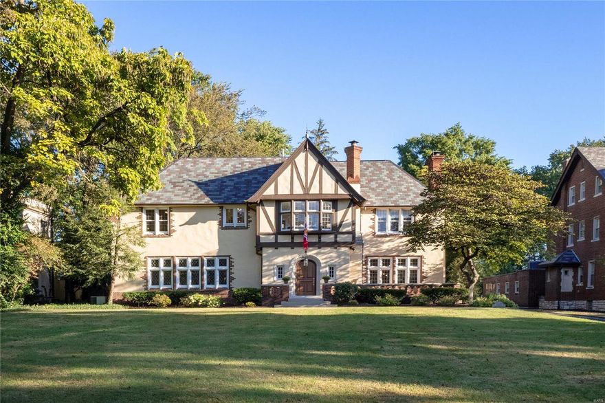 Stunning 6 plus, 6.5 bath Tudor Revival just a few doors from Wash U and across from Forest Park. Built in 1925, designed by Maritz & Young with incredible architectural detail throughout and a floor plan allowing gracious living for today’s lifestyle. Gleaming hardwood, tons of natural light, original leaded glass windows, custom built ins and seven fireplaces. Incredible park like lot with a massive pool and pool house. 2 car attached garage, finished lower level and upstairs laundry hook up. Don’t miss the finished 3rd floor and separate en suite over the garage. Impeccably maintained with thoughtful updates including a new slate tile roof, copper gutters and downspouts, zoned HVAC and tankless water heaters. An amazing opportunity on one of St. Louis’ premier streets with great access to BJC, Washington University, SLU, Cortex, Clayton and downtown. Additional Rooms: Mud Room