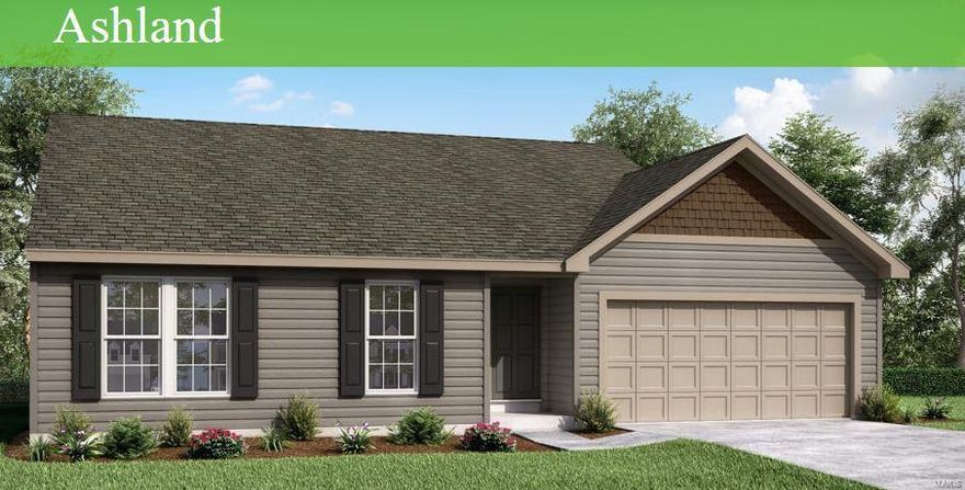 The ASHLAND is a Ranch open floor plan boasts spacious great room opens to large kitchen with center island. 3 car garage !!! Master suite has separate hallway, full bath, huge walk-in closet. Secondary bedrooms located off hallway at front of the house.  Standard features include: sodded yards, professional landscaping, smooth 6-panel white doors w/nickel hardware, 50 gal hot water heater, ice maker rough, enclosed soffit & facia, Delta faucets, quality wood cabinets, 8" deep SS sink in kitchen, Whirlpool appliances, single hung insulated vinyl windows. Home is ready for June 1 occupancy. Interior photos shown are of same floor plan, different house. Some selections may be different. Pets allowed (2 max). $300 deposit per pet. $25 a month extra on rent per pet.