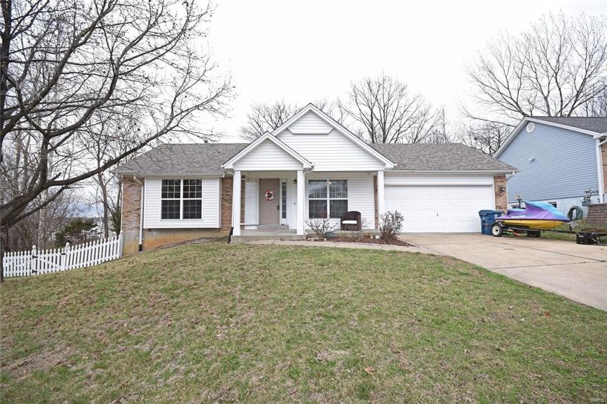 You will love this 2 bedroom 1 bath ranch home with 2 car garage and walk out basement in the sought after Francis Howell School District! Walking into the home you will notice your large living room and vaulted ceiling! Your kitchen is spacious and has ample cabinet space, cabinetry, and pantry! Your breakfast room is off your kitchen and leads to your newer deck overlooking your fenced lot! Your vaulted master suite is spacious and features a large double closet and window seat! Your walk out basement is partially finished with rec room! The basement has access to your fenced lot that backs to trees and woods! This home had many upgrades in 2015 including, but not limited too a new room, siding, windows and deck! All of this just minutes from the Page Ext, Hwy 70 and Hwy 64/40! If you want excellent value for a home, this home is what you are looking for, stop by today!