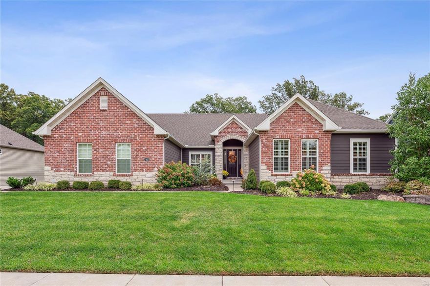 EXCITING OPPORTUNITY TO OWN AN AMAZING 5 YEAR OLD STUNNING 4 BEDROOM,3.5 BATH RANCH SETTING ON OVER 1/2 ACRE WOODED LOT WITH A PRIVATE  BACKYARD OASIS INCLUDING 10,000 GALLON SALT WATER POOL AND OUTDOOR FIREPLACE COMPLEMENTED BY LUSH LANDSCAPING! With current high construction costs & long build times, this beautiful home is ready for your family to just move in & enjoy. Open concept floor plan & wood flooring flows from Foyer all the way thru Great Room, Kitchen & Hearth Room. Great Room highlighted by wall of windows & custom built-in cabinetry. Stone fireplace flanked by bookshelves in Hearth Room. Gorgeous Designer Kitchen open to Great Room & Hearth Room perfect for gatherings/entertaining. Abundant custom cabinetry, granite counters, large island, gas cooktop w/pot filler, tiled backsplash, butler pantry. Finished walkout lower level features Family Room, custom bar, media room, bath & walkout to pool. BEAUTIFULLY APPOINTED HOME & OUTDOOR OASIS WITH POOL READY TO MOVE IN & ENJOY!