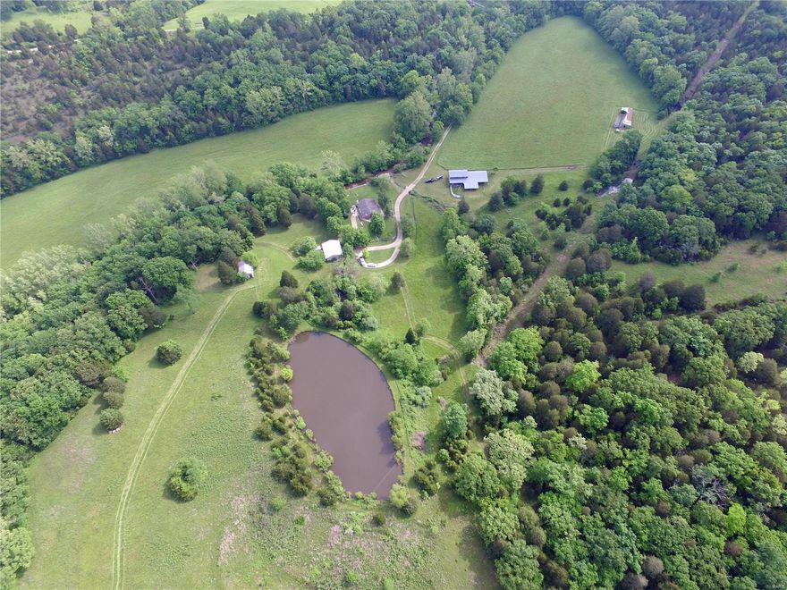 Private 82.92 acre farm, great for horses and cattle, barn, silo, detached 3 car garage with a heated and cooled great workshop on the top. Other outbuildings for storage. Beautiful hay fields, its about 50/50 pasture and woods, good hunting, close access to I-55 but totally private. Home shows very nice. Electrical box 2 years, secret vault room, a lot of custom wood work in home.  Large stone walls, house with a walk in cedar lined closet, water softener and filter 2 years, redone main bath with heated floors and a walk in shower, Main floor laundry. Creek runs through property, small pond and large stocked pond. Great for horses or cattle. No restrictions. 2 fireplaces one is wood and one is gas. Finished walkout basement. Large kitchen with a lot of cabinets. Close access to I55.