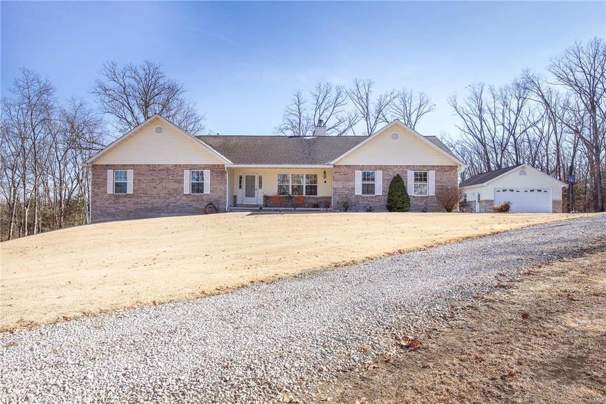 This 4 bedroom ranch home will not disappoint. Enjoy 3.37 secluded acres! Home Features Large Great room with vaulted ceilings and wood burning fireplace. The kitchen/breakfast room has beautiful wood floors, bay window and door that leads out to a  composite deck that extends most of back of the home. Main floor Laundry has half bath attached and is accessed from the garage. Master suite has a separate shower, jetted tub and double sinks. Two more bedrooms and a full bath complete the main level. Open access to the professionally finished lower level with walk out. The family room/rec room is an entertainers dream. Full bath and bedroom and lots of storage in the unfinished area. Walk out to the level  backyard with above ground pool.  BONUS FEATURE. Detached 2 car extended garage 23' x 22' with a separate Office & half bath! Perfect for the home business. Come see this home and all it has to offer! Additional Rooms: Mud Room