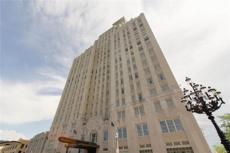 Designer decorated terraced home at the Historic Chase Park Plaza. Features include: 2 story living room with floor to ceiling windows, a beautiful outdoor terrace and world class views of Forest Park. Exceptional finishes in the kitchen, main floor master bedroom and magnificent luxury bath. Upstairs features 2 bedroom suites; one with its own private terrace with a fountain. Beautiful railing on balcony overlooking 2 story space below. Annual real estate taxes of only $1973 through 2016. Amenities include historic lobby, amenity room, landscaped roof top terrace with grilling area, fireplace,  pet area. Also included; valet parking, concierge, enclosed parking (2 incl), large storage space, use of hotel swimming pool, Sante fitness center, security and so much more. Location: City, Corner Location