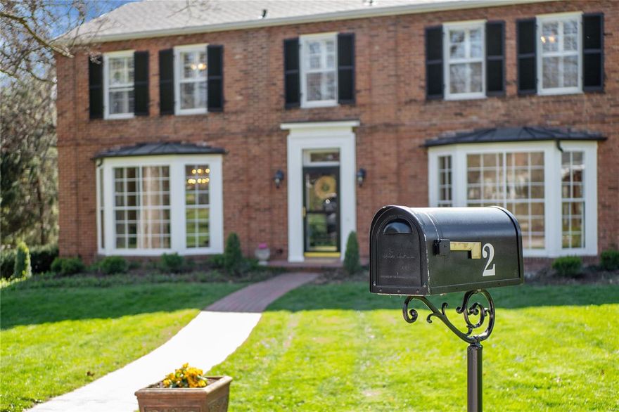 You will be charmed the moment you pull up to this beautiful brick, center hall colonial with two beautiful bay windows that flood the rooms with natural light. This 4 bed/4.5 bath home is situated on a cul-de-sac in the subdivision of Town & Country Dr. in Ladue. The first floor has a very spacious living rm, dining rm, family rm that overlooks the large fully fenced level back yard with a brick patio and plenty of space to add a pool! There is a full bath off the family rm and a sunroom that can be used as an office, den or playroom. There are 4 generous bedrooms upstairs with 3 full baths. The master has 4 closets (dream closet) with another flex space. The wood floors have been newly refinished, fresh paint and new carpet in the large finished basement with half bath and storage/laundry area. This absolute prime location, has easy access to 170, Clayton and walking distance to Reed Elem. This is the home you've been waiting to make your own! Additional Rooms: Sun Room