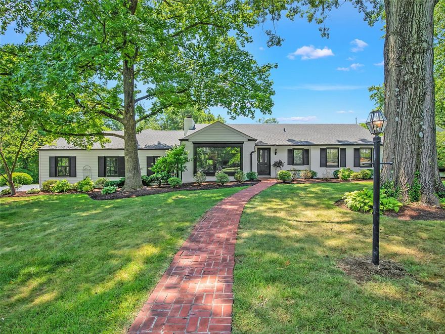 This ranch home, on a quiet cul-de-sac, set on a parklike acre, is exceptional. The entry opens to an inviting DR w/an oversized window showcasing a picture view of the front yard. The open design living & family room is ideal for spectacular living & entertaining. The family room w/10 ft ceiling & impressive glass inlaid doors opens to an enchanted deck & is the perfect setting for outdoor dining & leisure, ensuring that your home is where family & friends connect. The kitchen/breakfast room, office area & mud room w/direct access to the 2-car garage provides an idyllic flow for easy living. A luxuriously sized main bedroom suite with vaulted ceiling, updated bathroom & walk-in closet is a private retreat. The 2nd Bedroom w/bathroom suite plus well sized bedrooms 3 & 4 and a 3rd full bathroom completes the main. The LL offers a bonus & rec room providing additional living space & abundant storage. This immaculate home, in sought after Ladue School District showcases quality living. Additional Rooms: Mud Room