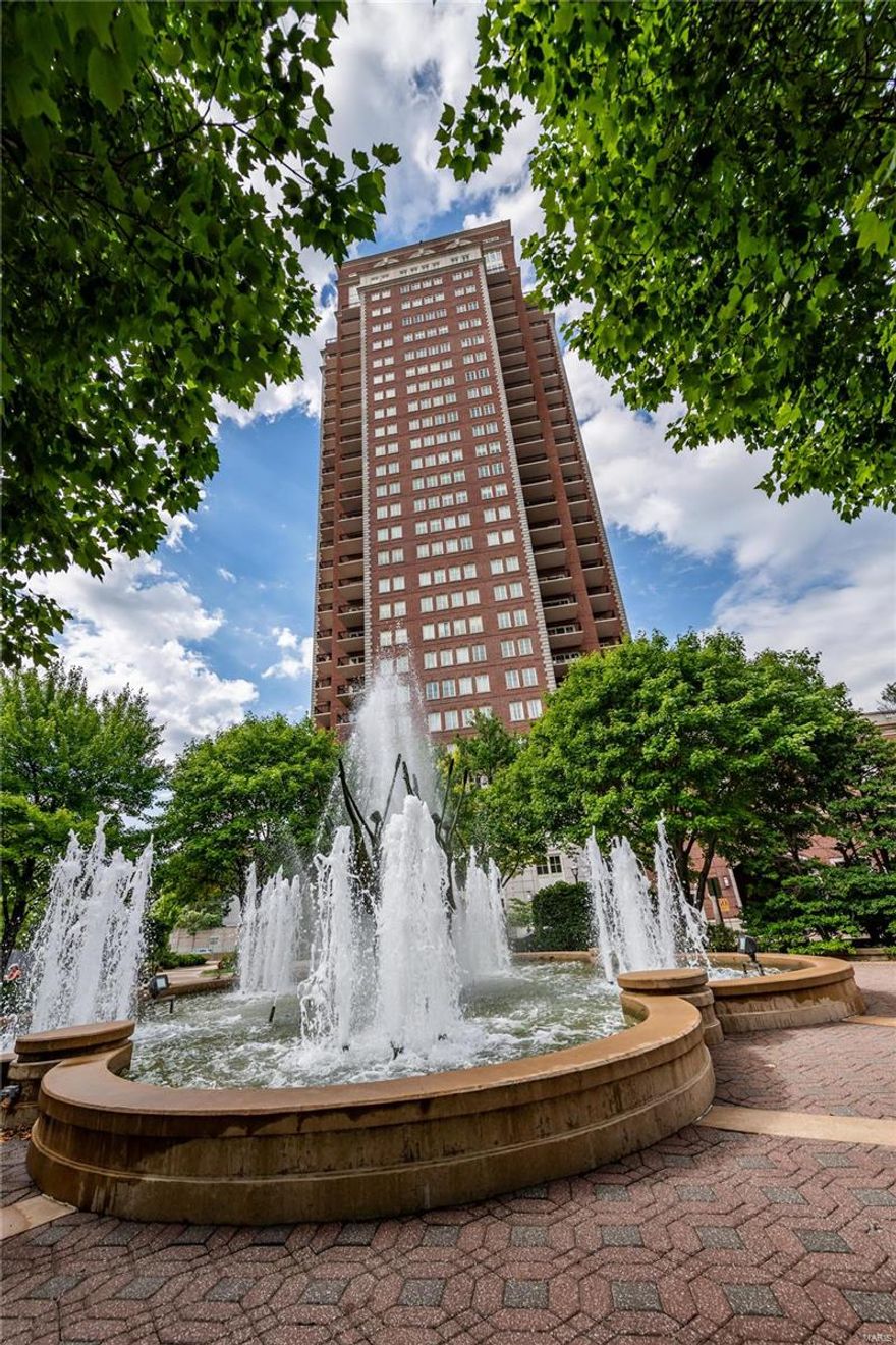 NEW PRICE/TOTALLY NEW LOOK! An oasis above it all, this condo will take your breath away with its spectacular 22nd fl views & 4 terraces. It's a home for grand entertaining as well as inspiring day-to-day living. At its heart is the gracious LR/DR w/perfectly appointed design elements & copious natural light. The high-end kitchen connects to a family room with built-in shelves; an adjacent catering kitchen makes it easy to host events. From the deluxe master suite, you can see for miles! It features dual closets, dressing areas, & bathrooms. A 2nd bedroom/study has a full bath nearby. At the opposite end is a lovely guest suite. Built-in storage, often hidden, is everywhere. The Plaza in Clayton’s incomparable amenities include 24 hr doorman, concierge and valet service, on-site building manager and engineer + gorgeous public spaces: fully equipped gym, heated pool, lush grounds, dog run, and club room. Rare opportunity to buy a unit this large at St. Louis' premier luxury address! Location: City, End Unit, Upper Level