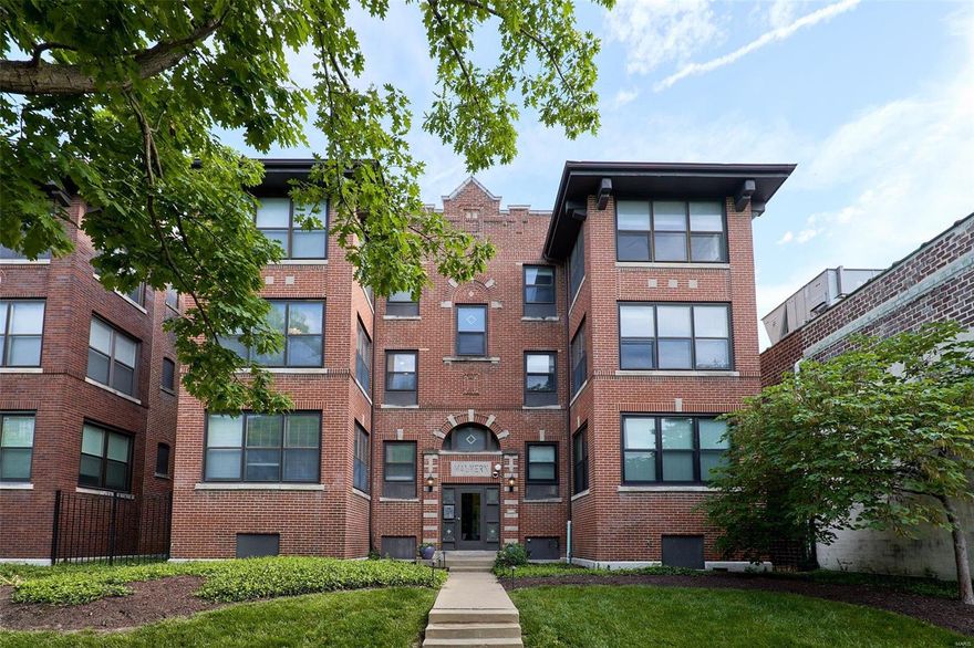 You'll love this upscale apartment in the trendy Debaliviere Place neighborhood. This beautifully maintained 2nd-floor unit is full of natural light and features granite countertops, stainless steel appliances, & a full-size in-unit washer & dryer. Fabulous location! A brand new grocery store, coffee shop, restaurants, & a yoga studio adorn tree-lined Pershing. Close to Washington University, Barnes Jewish Hospital, & other major employers. Walk to Forest Park & enjoy summer concerts, tennis or golf, top-rated museums, & exercise trails. Other amenities include an assigned parking space in a gated lot, secure basement storage, and no shared/common walls with other units. The condo has wood floors & carpet in the bedroom. The kitchen, living,&dining room offer large windows that look out onto beautiful trees. The unit is all electric with its own furnace, water heater, & full-size washer/dryer. You will have one designated parking spot with additional parking on the street. Location: Upper Level