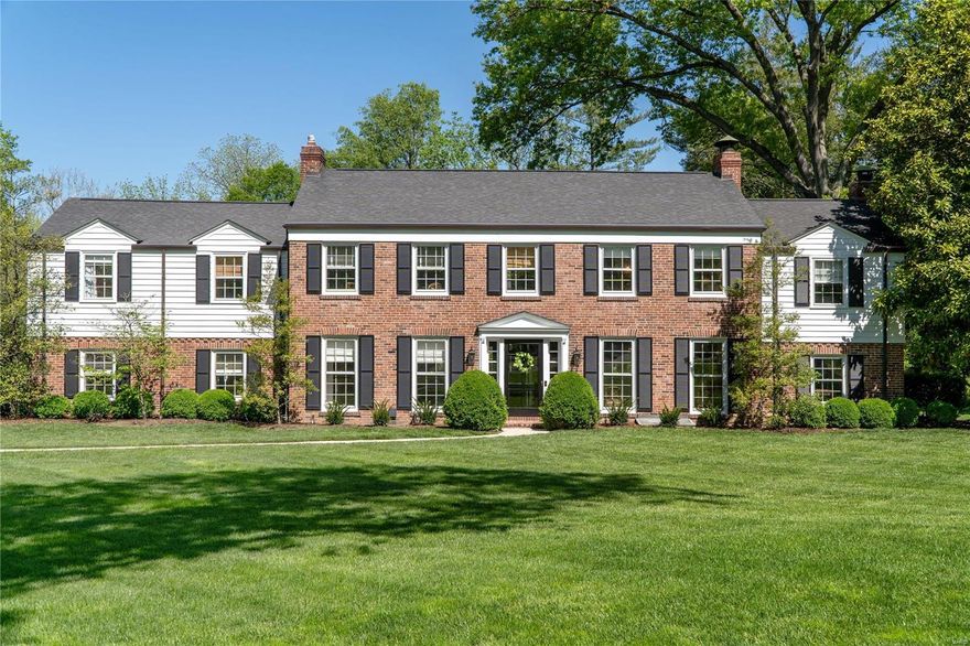 Discover the captivating allure of this remarkable Ladue residence! Set on 2.1 acres, this property unveils a private, tranquil outdoor haven featuring an exquisite pebble tec pool. Inside, explore over 4900 sqft of living space. The newly renovated kitchen is a chef's delight, w/ custom cabinets, stone countertops, and top-of-the-line appliances. Adjacent, a cozy hearth room adorned with built-ins and French doors leading to the patio & pool. Delight in the sunroom's panoramic views & convenient bar area. DR w/ fireplace & a den offer additional spaces for leisure. The main floor also hosts a craft room, spacious laundry room, and 1/2 bath. Upstairs, the primary suite impresses w/ a vast walk-in closet and bathroom featuring separate tub, shower, and 2 vanities. 3 more bedrooms, 2 full baths, and a bonus room complete the 2nd flr. The finished LL boasts a rec room and a bar. Other features include a 3 car garage, a charming cottage with AC/heat, an irrigation system, and more.