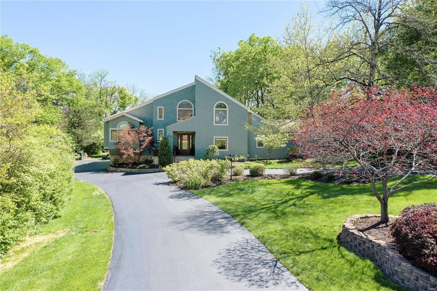 Enjoy privacy and serenity in this exceptional property in prime Town & Country location. The deep circle drive & lush landscaping lead to the remarkable contemporary home that has been beautifully renovated and greatly expanded, now offering almost 6,000 sq ft of very livable space, expansive rooms with cathedral ceilings & enormous windows overlooking patio, large pebble tec pool, gazebo , waterfall & gorgeous grounds.  Mn flr primary suite addition, vaulted ceiling, fireplace, sitting area, lux bath & WI closet. Original primary suite, second luxury bath & 2 WI closets.  All 5 bedrms are ensuite & all updated. Gourmet kitchen beautiful, high end white cabinetry, stainless appliances, center island & breakfast bar & is open to great room & dining room, all with high vaulted ceilings. Family room has amazing wet bar & opens to  solarium & pool bath & walks out to patios & pool.  LL has rec room, exercise room & wine cellar.  3 zones HVAC, oversized 4 car garage! Open Sunday 6/6, 1-3 Additional Rooms: Sun Room, Wine Cellar