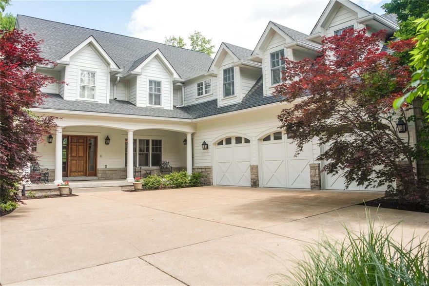 This home is exquisite! It's a true gem on a beautiful 1-acre lot. A high level of architectural details, crown moldings, cased openings, arched entries, high ceilings, add a sense of spaciousness and grandeur.  Wood floors dominate first floor.  Custom shutters throughout most of the home. Stunning paneled den/Library.  Spacious dining room. Chef kitchen with top-of-the-line appliances, center island, breakfast room, a butler's pantry. Hearth room with a stone fireplace and coffered ceilings. The great room features a gas fireplace, wall of windows, which flood the space with natural light and offering stunning views of the surroundings. Huge Primary Suite with doors to the patio & a luxurious bath, 2 walk-in closets with professional solid shelving. Three additional bedrooms and a bonus room upstairs, Professional solid shelving in all closets, central vac, inground sprinkler system. New roof in 2024. Wet bar with beverage frig. 3 zoned HVAC. Great location!