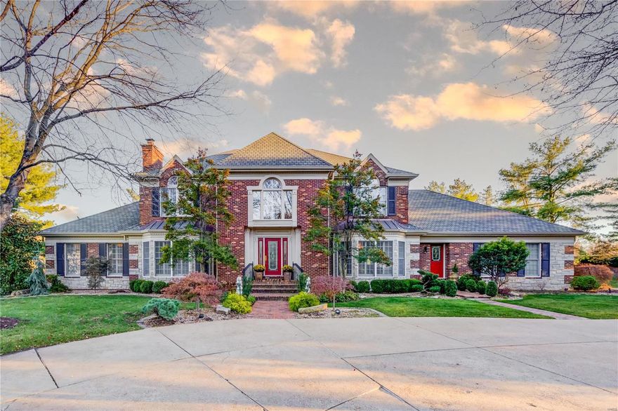 Awesome Location!  This magnificent 1.5 story estate nestled in a peaceful park-like 1 acre lot in the prestigious Frontenac Pl subd. Top quality boasts 6000+sq ft with total luxury. Step into the inviting 16' foyer and you will discover quality & class with an amazing level of livability. Austrian crystal chandeliers, crown moldings, 3 fireplaces, extensive millwork, build-ins, newer roof and HVACs, the list goes on.  The fabulous gourmet kitchen is a delight. Wolf 6-burner stove, plus double ovens/warmers, sub-zero refrig, and 2 sets of Fischer & Paykel double drawer dishwashers, 3 sinks together with updated cabinetry open to the cozy hearth room with skylights and a wall of windows.  A lavish master suite on the main floor. 2 spacious bedrooms & 2 full baths + a bonus room on the 2nd fl. Magnificently finished walk out LL with 2 rec rooms, a fireplace, an office, & a full bedroom en-suite.  An outdoor oasis offers an inground pool with multiple terraces. Get ready to fall in love. Additional Rooms: Mud Room