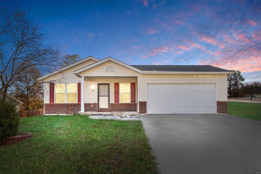 Welcome to 64 Parkway Drive in Troy, MO! Located in the sought-after Stonebridge Subdivision, this delightful 3-bedroom, 2-bathroom ranch is the perfect combination of comfort and convenience. Sitting on a spacious corner lot, this home features a long concrete driveway with plenty of room for parking leading to a two-car garage with access to a large outdoor patio, perfect for relaxing or entertaining. Inside, the unfinished basement is ready for your personal touch and already includes a partially finished office space, offering functionality and flexibility. Additional perks include a washer, dryer, stainless steel refrigerator, and even a pool table, making this home truly move-in ready! Enjoy easy access to Highway 61, allowing for a seamless commute while you savor the peaceful surroundings of this desirable neighborhood. With space to grow and everything you need to settle in comfortably, 64 Parkway Drive is a must-see!