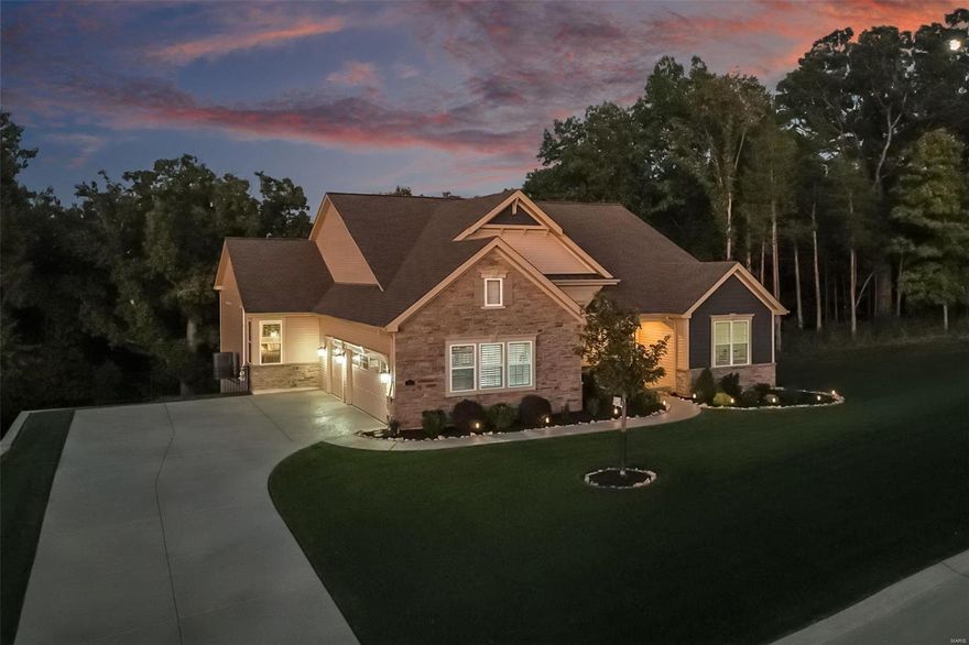 Newer 4 year old custom built home comes to market for your Holiday Season!  THE EADS model is an innovative 4B/4 Ba ranch designed to give the ultimate flexibility to family living.  You will fall in love with the soaring 12 ft ceilings, dark wood, and expansive open Great Room and Kitchen areas, highlighted with stone & gas fireplace, gorgeous lighting, side by side professional frig/freezer, white quartz, custom cabinetry and 33 x 12 private adjoining composite deck overlooking 1+ acres of woods.  The divided bedroom plan gives privacy to 4 bdrms for possible in-law quarters and quiet sleep. Prim Suite overlooks trees and features bath w/ soaking tub, w-in shower, private toilet, adult height counters, large sep shower and a 24 x 5 closet to die for!  The unfin 9'pour LL is a walk out with a incredible space for storage and opportunity for more bdrms and living options.  The 3 car side entry gar and exterior details will wow you. Truly a spectacular home in an exceptional location. Additional Rooms: Mud Room COOL: 14 SEER+