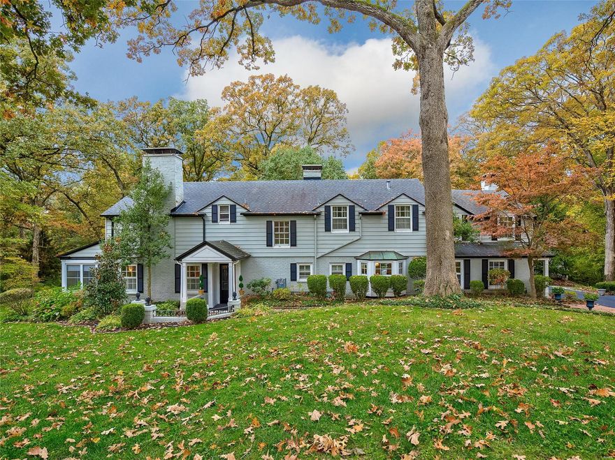 Great opportunity to live on one of Ladue's most attractive lanes.  This is a classic 3,800 square foot family home with plenty of space for continued expansion on a picturesque 1.5 acre private wooded lot.  Wonderful entertainment flow inside & out, large patio with adjoining pool and poolhouse in a wooded, park-like setting.  4 spacious bedrooms upstairs with additional office/nursery area. Separate 3-car garage with full 2nd floor attic storage and large tool & garden shed.  Don't miss this fabulous home by renown architect Beverly Nelson!
