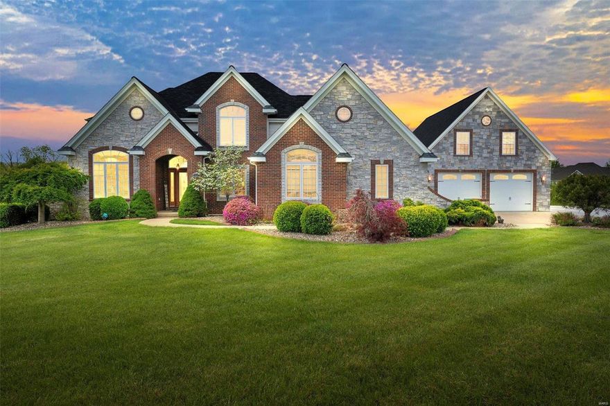 Come check out this fully updated custom built 2 story, 3 car garage home with 4 BR and 2 full baths on the upper level. Main level includes mud/laundry room, large office, dining room, kitchen with bay windows a joining double-sided fireplace in living room with wall of bay windows and a mini wet bar for entertaining.  Basement level includes 1 BR, 1 FB, entertainment and theater room. Walk out to large, covered patio. Also includes a detached guest home with oversized 2 car garage 1/2 bath on lower level, full kitchen, 2 BR, 1 bath, living room and spacious walk in closet.
Enjoy the country living with suburban amenities. 15 minutes into town and 15 minutes to Wentzville.  This home sits on a 2.74 acre lot with a large partially covered deck that overlooks a gated luxury lagoon inground salt water heated pool with waterfall.  Feel like fishing? No problem. This house backs up to a shared fully stocked pond.  You can also enjoy a quiet night around the firepit. Listing is Agent Owned Additional Rooms: Mud Room