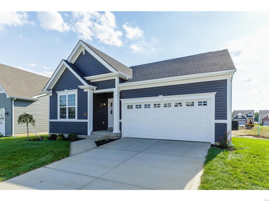 BE THE FIRST OWNER…New Construction by Payne Family Homes in the popular Villages of Provence neighborhood! This inviting, open ranch plan offers 3 BD, 2 BA & 1,785 s/f of smart living space. Features inc 9’ ceilings w/12’ in the Grt Rm-Kit-Café, transom windows in the Grt Rm-Cafe, gas FP, Deluxe Kitchen, large island w/brkfst bar, granite c-tops, staggered height cabinets w/crown, stainless steel appl, dbl ovens, gas cooktop, roll out trays, W/I pantry, laminate flooring throughout the Grt Rm-Kit-Café, raised height dbl bowl vanities in the Mstr Bath, wave bowls, Mstr W/I closet, separate tub & shower, Jeld Wen Low E windows, rough in bath & more. The ext is charming and low maint w/shake accent siding, architectural shingles, full yard sod & prof landscaping. This amazing location has easy access to the shops, dining & recreation in Historic Downtown St Charles, The Streets of St. Charles Ent District, Hwys 370-70-270, the Katy Trail & Lambert Int Airport.