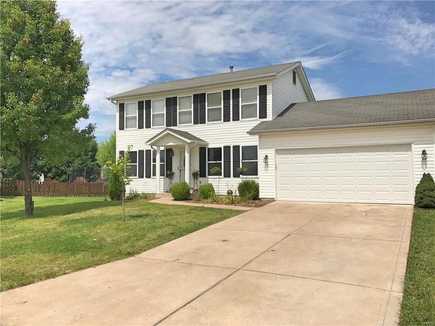 Prime location near HWY 40 in a cul de sac with approx. 1/3 acre fenced lot. Two-story features, 2-car garage with opener, vinyl siding, 3 beds, 2-1/2 baths, main floor laundry, stainless appliances, peninsula with overhang in kitchen, updated baths, large family room, storm door, spacious bedrooms and large closets.