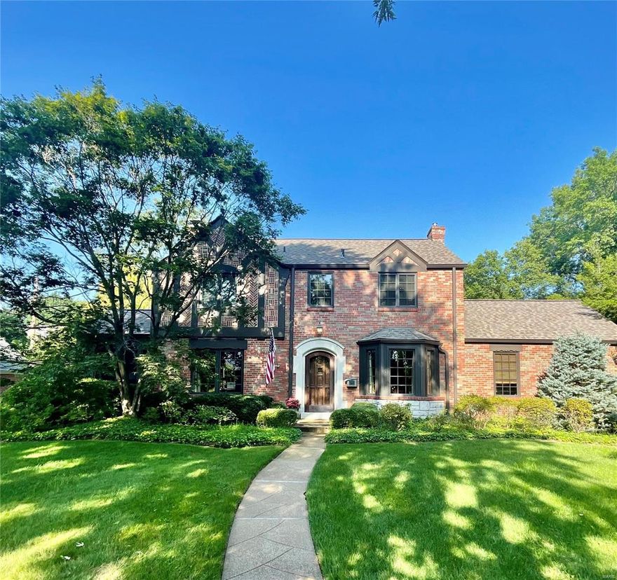 Charming Tudor home in sought-after York Woods.  This meticulously updated & maintained home features all the civilized amenities necessary for modern living.  Brand new epicurian kitchen w/ large center island w/ quartz counter tops that seats 5/6, top-of-the-line appliances including a 48" SubZero & wine chiller adjoins large family room+ breakfast room overlooking Baker pool w/ water features which is heated + has a CHILLER, that's right a CHILLER for those super hot days in St. Louis.  Elegant formal living room w/ stone fireplace & french doors that lead to covered veranda w/ drybar to service pool area. Tasteful formal dining room for elegant entertaining, updated, 1st floor powder room complete the 1st floor.  Large primary suite w/ updated, ensuite bathroom w/ double sinks & walk-in shower.  3 add'l bdrms + updated bath complete the 2nd floor.  Finished lower level for add'l living space/entertaining makes this the ideal home. A short walk to Tilles Park is just another plus!