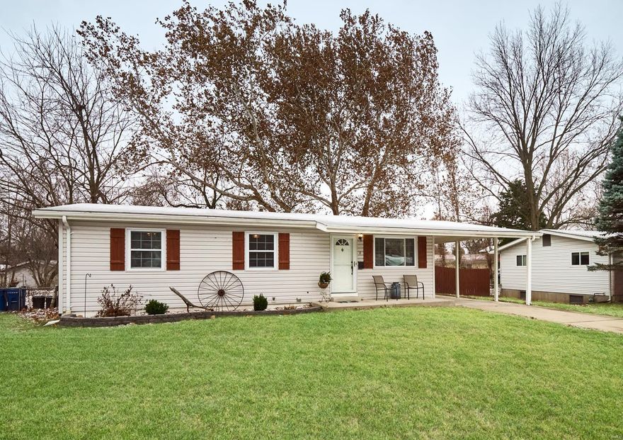 Great ranch style home conveniently located within minutes of Hwy 270, shopping, restaurants and more. As you enter the front door you can feel the pride of ownership in your new home! The living room and hallway have hardwood flooring with carpeting in the 3 bedrooms. The generous size eat-in kitchen features updated cabinets, built in coffee/wine bar, custom tile backsplash, and stainless appliances included in the purchase! The home offers a full size basement ready for your finishing touches! Great fully fenced large back yard for entertaining and your fur friends! Call today to schedule your private tour!