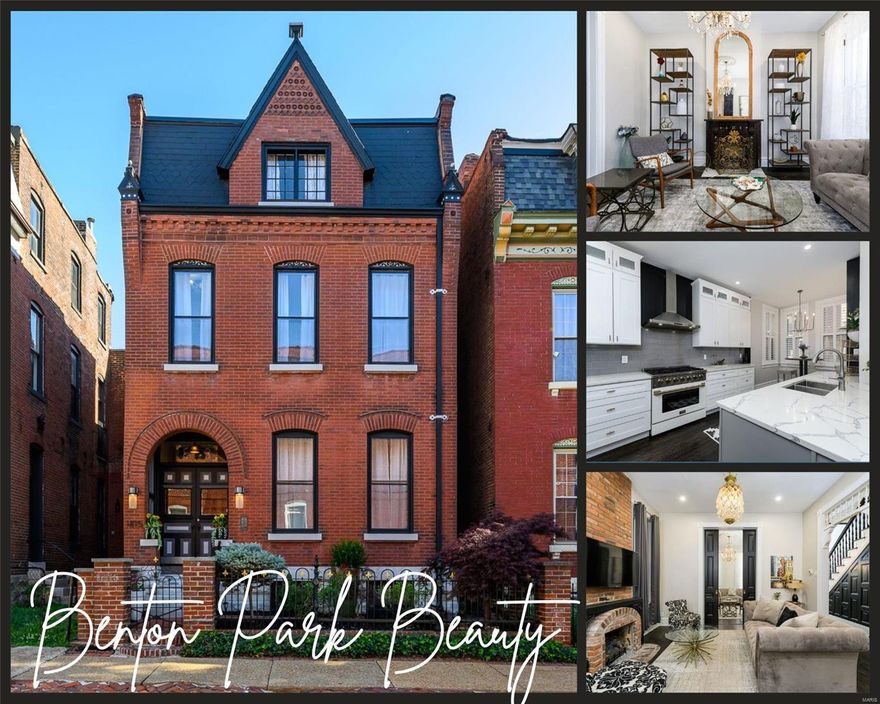 OPEN SAT. 6/15@1-3! This amazing historic gem was built in the 1800's and has been restored to its Glory-a TRUE Unicorn! Its the perfect blend of Gorgeous History & Modern Conveniences. The "WOW" will start when you drive up. Stellar & commanding presence with rich brick, black pops, historic colors & beautiful wrought iron fence. The enamer continues as you enter. A historic renovation that is hard to find in 2024. The preservation & care lovingly runs throughout. 12+ ft soaring ceiling gives drama & airiness. 4 Striking Chandeliers that ooze luxury. Ornate moldings & Bold black pocket & french doors are restored & beautiful! 4 Historic fireplaces with eye-popping mantles & 2 are converted to gas! Walls removed so Open & Grand. Fabulous kitchen custom finished & modern for look & chef-like meals! Step out & enjoy the double deck & garden like atmosphere. 2nd level doesn't disappoint! Never seen Master Suite! Truly! Custom designed show storing bathrooms!  3rd level oasis! Walkable!