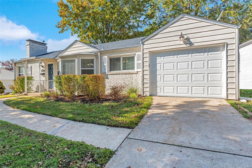 Cute refreshed large 2-bedroom 1-bath home in Webster Groves with an oversized 1-car garage. Gleaming hardwood floors; inviting living room with built in bookcase and floor to ceiling painted brick fireplace; spacious dining room with bay window area for even more dinner guests; updated tiled kitchen with white cabinets and granite countertops; 2 ample sized bedrooms that easily could fit king sized beds; clean and neat open basement; bonus sitting room could make a perfect enclosed office with minimal construction or use as it is for a breakfast room or an amazing added space to lounge with easy access to the sprawling backyard or oversized garage. Enjoy the outdoors under the covered back porch or stretch out and play or BBQ in the fenced-in backyard. The home is in the award-winning Webster School District and is close to shopping and restaurants.