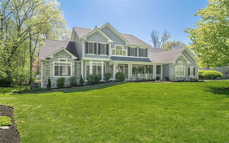 Impressive 1.5 story 6 bed 5.5 bath Mayer custom home centrally located in Ladue on nearly a 1 acre private lot. The soaring entry leads to the formal Dining Room, Library with coffered ceiling and spectacular 2 story Great Room with wet bar and towering windows overlooking the park-like backyard and pool area. The Chef’s Kitchen features a large center island, Dacor dual gas range, KitchenAid fridge and Dacor double ovens and adjoins the light-filled Breakfast & Hearth Rooms. Retreat to the spacious main level Master Suite with an updated luxury bath (17) with his/her vanities, three closets, jetted tub and separate shower. Front and back stairs lead to two ensuite bedrooms and two additional bedrooms with hall bath. The amazing walk-out Lower Level offers the sixth bedroom, full bath, 2 large living spaces and gym. Other features include a 3 car side entry garage, 3 fireplaces, inground sprinkler, central vac, retractable pool cover, 3 HVAC zones and LP Smartside siding (19).