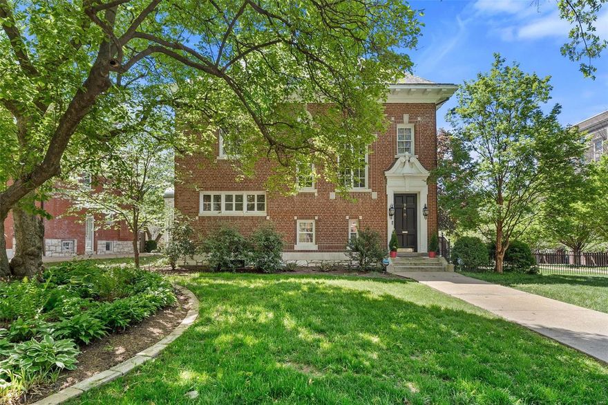 Designed & built in 1911 by renowned architect George W. Hellmuth, this stately Colonial sits on an extra-wide lot. Completely renovated/restored over the last few years, this home features generously-sized formal living & dining rooms w/ hardwood floors, a  large, light-filled family room opens to a new, expansive deck w/ lots of space for lounging, grilling & al fresco dining, perfect for lazy Sunday afternoons....Plus a large garden & back yard. Updated, eat-in kitchen w/ large center island, high-end stainless steel appliances including dbl. ovens, warming drawer, gas cooktop, granite counter tops & wet bar/butler's pantry. Large primary suite w/ luxurious, updated bathroom w/ walk-in shower, plus an adjoining sunroom, ideal for a home office. A total of 6 bdrms, 3.5 baths + a 3 CAR GARAGE W/ A WORK ROOM. All this located just foot steps to Forest Park, close to the BJC Medical Complex & all the fantastic restaurants, stores & galleries that only the CWE can offer their residents. Additional Rooms: Sun Room