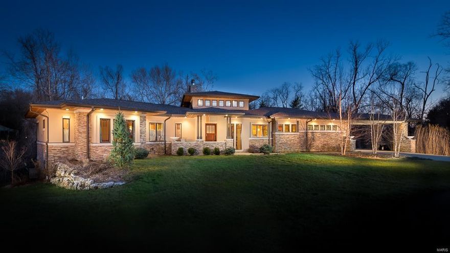 Newer Construction, completed 4 years ago. Inspired and true to Frank Lloyd Wright's famous Prairie Style, with low-pitched roof, overhanging eaves, horizontal lines, a central chimney, Open Floorplan & Clerestory windows, which add a story of height to illuminate a large interior. Built in highest standards of energy efficiency, and an abundance of "Green Certified" components, including Geothermal heating/cooling, Natural Gas generator, reclaimed woods and LED lighting. Located at the end of a private cul-de-sac, of newer construction executive homes. Rich woods, beams and stone accent the home's interiors and exteriors. Gourmet kitchen features top end appliances, granite, island & butlers pantry. Main level Master w/luxe BA featuring a room-size shower complete with soaking tub and double vanities. Laundry, on main. Lower Level, above grade, showcases 2 BRs, rec room, full kitchen and walk out to pool w/cabana bath. Exercise & craft rooms. 3-car garage w/porte cochere. Additional Rooms: Mud Room
