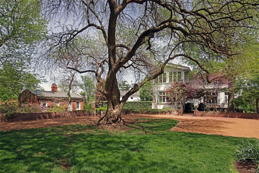 NEW PRICE for 2019.  One of Ladue's original homes updated for today's lifestyle on 2.6 acres with pool, pool house & veranda overlooking the expansive property. Grand scale living room & dining rooms, 12' ceiling heights, exceptional millwork, built-ins, 6 fireplaces & study with wet bar. The kitchen with granite, SubZero, Thermador, Bosch appliances, has a breakfast room, adjoining hearth room & opens to the teak deck, pool area & rear yard. Huge rec/game room has 18' cathedral ceiling, entertainment center & wet bar. Elegant master bedroom suite with sitting room & fireplace, 3 elevations of windows, walk-in closet & bath. 3 additional bedrooms are upstairs (2 with en suite baths), plus hall bath & laundry room. Front & back staircases. Charming rose & herb garden in courtyard, multiple brick terraces & garden studio with office & living room. The pool area has its own bath/changing room & laundry. Circle drive, oversized & heated 3-car garage.