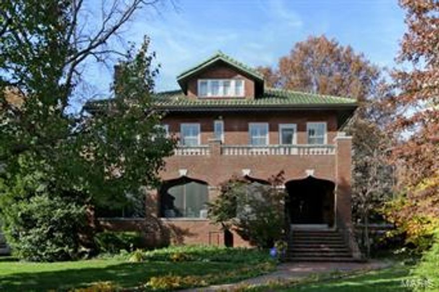 Nestled in one of St Louis' most cherished neighborhoods, this expansive Arts and Crafts style home boasts original plaster moldings and Earnest A. Batchelder fireplace.  Enjoy 4 large bedrooms on the second floor and a third floor suite complete with full bathroom and fabulous 5th bedroom. Beautiful hardwood floors throughout, 9 ft ceilings, and plantation shutters are just a few of the high end features. The Marc Christian gourmet kitchen with Vermont Dandy marble counter tops, custom cabinets, Thermador range and matching stainless steel appliances, is sure to impress the most discerning of chefs.  Beautiful French doors lead to the large front screen porch. Finished lower level, attached tuck-under 2+car garage. Polo Drive offers a highly sought after location, steps from Clayton's award winning schools, fabulous dining, and shopping.