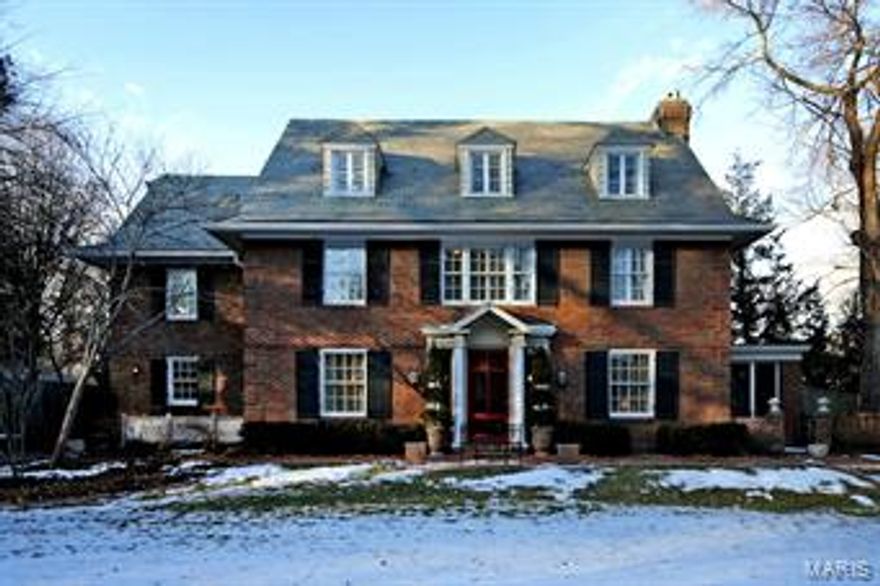 This Gracious Georgian Revival was built in 1922 for the John S. Lionberger family, a prominent banking family of the time. This 4-7 bedrm, 4.5 ba, 2.5 story home is located in one of Clayton’s most sought after neighborhoods.  The current owners enhanced the original architecture w/an extraordinary remodel of the lg kitchen, breakfast, mud rm’s and by building out a wonderful hearth rm off the kit. The first fl living and dining rm’s are warm and elegant. A study w/powder rm separates the kitchen from the living rm. Large screened porch off the living rm. The master suite on the second fl has a wood burning fireplace has also been updated with a very elegant master bath area. 3 additional bedrm's & 2 full bath room's. Center hall laundry room/dressing rm w/great built-in’s. Third floor has 3 additional bedrm's, a utility rm (laundry area), a recreation rm and full bath rm. Large over sized 2 car garage. Beautiful landscaping. Pool w/wrought iron fencing. Additional Rooms: Mud Room