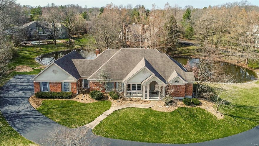 This handicap-accessible ranch would work well for a multi-generational family. In East wing, a full bath adjacent to bdrm #2 and bdrm #3 is perfectly private and has easy access to the main floor laundry and 3-car gar w/half bath for gardeners.  West wing hosts Master Suite with generous walk-in closet, luxurious bath w/tub and roll-in shower stall.  In the walk-out LL are 2 bdrms, full bath w/double sinks, a theatre rm w/6 comfy recliners, a rec room, and an OFFICE (no windows).  The heart of the home is the stunning kitchen by Callier and Thompson in 2006 which opens to a hearth room.  The sunroom exits to the multi-level decks (in the middle of being replaced) where your family will enjoy endless days of a relaxing water feature, fishing or hanging out in a canoe.  Original owner has given this house the utmost TLC in it's 30 years.  Every detail has been attended to and maintained promptly. No HOA for the subdivision. The private lake is stocked and available for the residents. Some Accessible Features