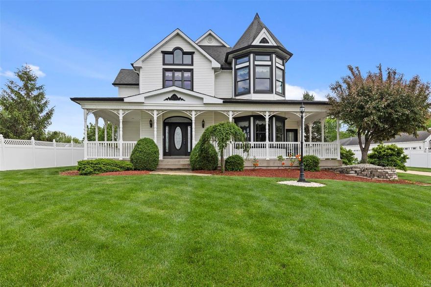 Opportunity to own a rare find on One acre in Sunset Hills! An expertly crafted victorian style home with an inground pool, a six car garage with a lift & attached oversized 2 car garage! That parks 9 cars! The exclusive gated setting with exquisite three piece crown molding throughout! Private setting w/two patios around the pool delightful! Graced with wonderful natural light this unique find features an elegant turret in the main level office w/built-in bookshelves, arched doorways, wood floors, glass french doors, solid wood panel doors & wood staircase. Kitchen features custom cabinetry w/custom crown mold, glass front cabinetry, breakfast bar, gas cooktop. Check out the master bedroom w/double trey ceiling, triple crown, built-in entertainment center w/tv. Double head shower, jacuzzi tub. Three additional bedrooms-one an ensuite (with full bath) & jacknjill bath serve the other two. Lower level features theater room with kitchenette, half bath, exercise rm & office. Call today!