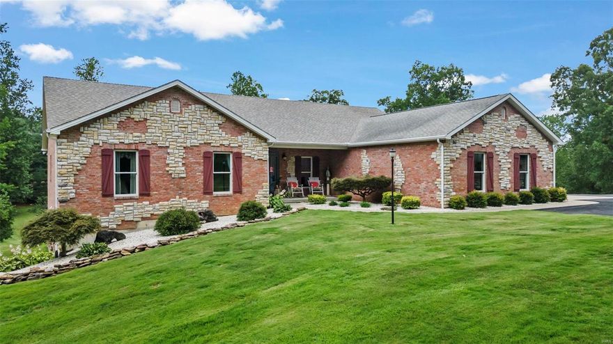 This custom all brick & masonry designer home sits on approximately 14 acres of park-like serenity & just min from Cape & Jackson. This home has many features & updates you won't find in other homes. The formal entry opens into a living room that defines open concept. The open staircase to the basement is flanked w/ 2 picture windows which bring the outside in. The spacious kitchen, dining room, & sunroom all add to a spacious area for large gatherings. Main level laundry w/ added pantry space & a large 3 car garage are right off the kitchen. 3 bedrooms, including the main bedroom on the main level w/ vaulted ceilings. Descend the incredible open staircase to a large family room that walks out onto an immense concrete patio. A full bath & 4th bedroom complete the basement. A large storage room w/ separate concrete saferoom provide plenty of storage. Also space for a 5th bedroom in the basement w/ egress window. Pond access & a 53x46 shop w/ full bath round out this incredible property. Additional Rooms: Sun Room