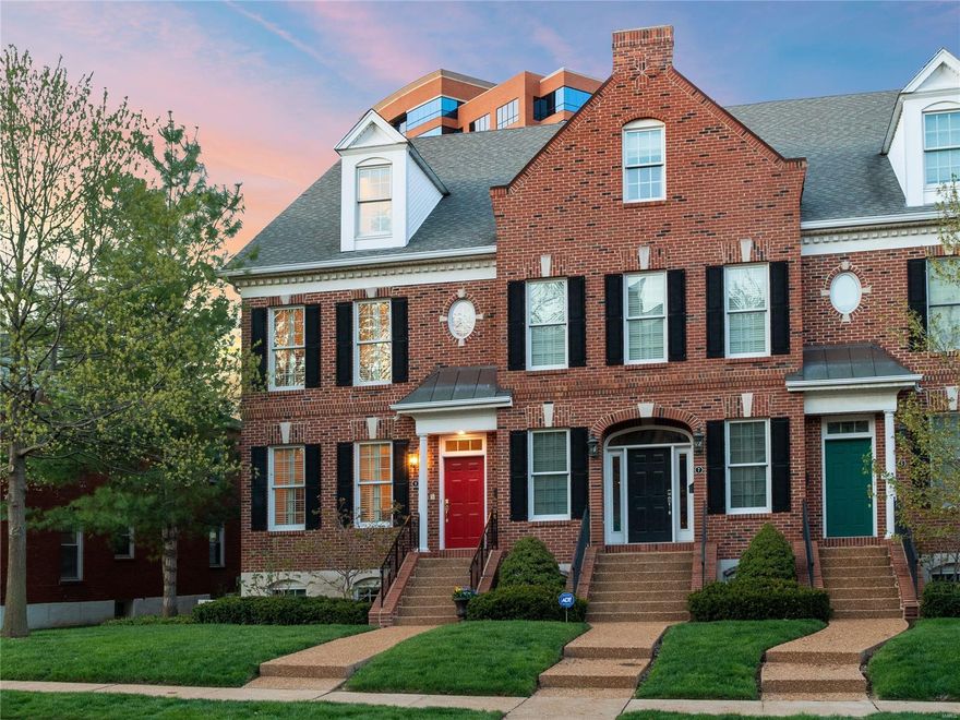 Stunning and classic colonial townhome-style condominium that embodies all the features you expect for your modern lifestyle! Elegant and stylish design are the hallmarks of this home. Enjoy the convenience of a condo with the feel of a house -- all while being in your own private enclave in the heart of Clayton! Relax on the deck with a cocktail while deciding where to stroll to for dinner. Friends and family will enjoy your company while you cook in the gourmet kitchen. When you want to retreat, the expansive master suite is your sanctuary. All bedrooms have en suite bathrooms. 1st floor has 10' ceilings. The laundry room is conveniently located on the 2nd floor. The light-filled great room on the 3rd floor is perfect for work, hobbies, or media entertainment. Impeccably cared for. 3-car garage. Central vacuum. Gorgeous floors. Home audio system. A stone's throw to Shaw Park, a short walk to dining spots, fitness centers, boutiques, and cafe's. Live the lifestyle you've been wanting! Location: End Unit