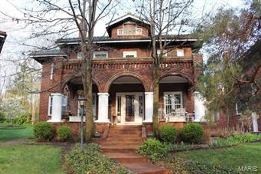 ENTERED FOR COMP PURPOSES ONLY: Clayton 2-story brick home with 4 bedrooms, 3 full baths. Generous front porch leads to the gracious main floor space, featuring original hardwood floors, huge windows, and custom woodwork. The living room features a historic Ernest Batchelder fireplace and leads to the formal dining room (easily seats ten) and adjacent sunroom/den. The updated kitchen includes natural maple wood finishes, new laminate countertops, double stainless sink and gas range.
A private bedroom with its own entrance and full bath complete the first floor. The second floor includes a master bedroom with en-suite bathroom, plus a custom closet and large sunny office in the suite, two additional very large bedrooms and full bath. Two second floor balconies offer views of downtown Clayton. There is an attached 2-car garage. The partially finished basement has an informal TV room / den / workout space and large storage room. The rear yard has an in-ground gas grill.
