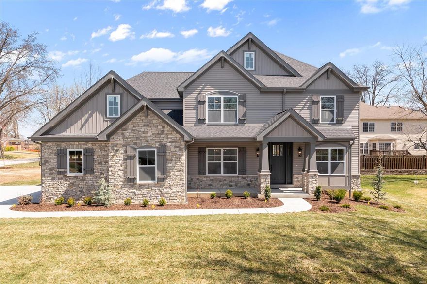 Quality new construction home by Kingbridge Homes in Ladue school district. Nearly 5,000 sq. ft. of living space allows for plenty of room for everyone. Cape Cod inspired exterior architecture, modern & open interior floor plan is ideal for today's lifestyle.  Great room opens to custom kitchen with large, center island & top-of-the-line appliances, quartz counter tops, 42" cabinets complete with mud room + informal eating area. The primary bedroom on 2nd floor features crown molding, ensuite spa-like bath w/ dbl. sink vanity & custom shower.  The add'l 3 bdrms on the 2nd floor are all ensuite.  Large finished lower level with 45' x 17' family/media room PLUS an add'l bedroom and full bath.  Main floor laundry room with 42" cabinets.  Cozy den off entry foyer with Shaker-style wainscoting & crown molding.  Great opportunity to live in new construction in Ladue school district. Additional Rooms: Mud Room