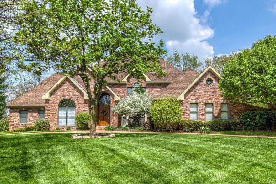 Don't miss this opportunity to make your own updates & live in this sought after subdiv/location!  This is a lot of living space! **New granite counters and backsplash in kitchen! **Acre lot. In-ground pool. High ceilings. On the left side of entry is den/library with 11 ft ceiling and 2 walls of bookcases.  Dining rm on rt of entry has 4 window bay and wood flr with inlaid border. Kitchen with center island, white cabinetry. Kit looks out to 2 sty great rm with wet bar between. Bar area could be opened up for wide open kit-fam rm. Gas fireplc w raised hearth and stone surround up to the beamed vaulted ceiling. Door to deck. Octagonal breakfst rm adjacent to kit with door to deck & pool. Mn floor master with lg bath boasting Jacuzzi whirlpool, 2 vanities and separate shower and toilet area. Lg walk-in closet & door to deck. Second flr has 3 nice size BR & 2 baths. Amazing closets! Finished walk out LL w fam rm w/ flat screen TV, office, & huge rec area w pool bath. 3 c garage.